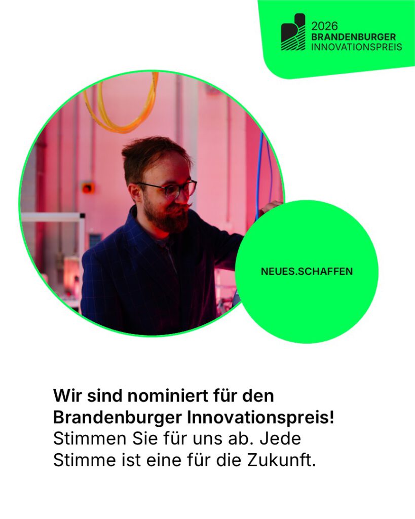 Sharepic Owen C. Ernst zum Brandenburger innovationspreis 2026. Jede Stimme ist eine für die Zukunft.